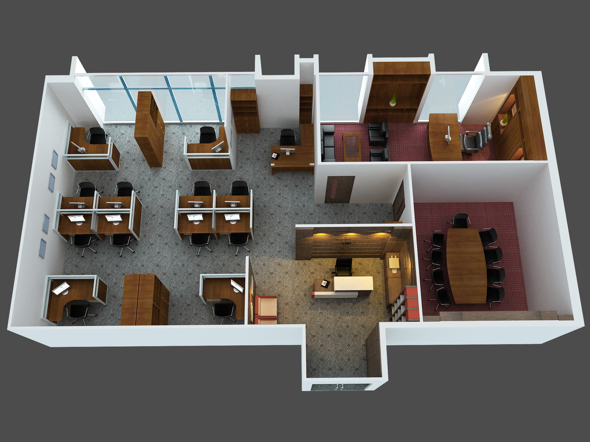 thiết kế nội thất văn phòng phối cảnh 3D cho24h