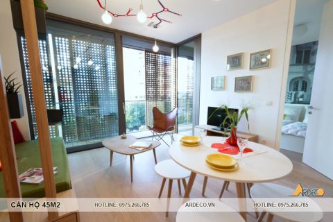 Thiết kế nội thất chung cư 45m2 thu hút với cách phối màu ấn tượng