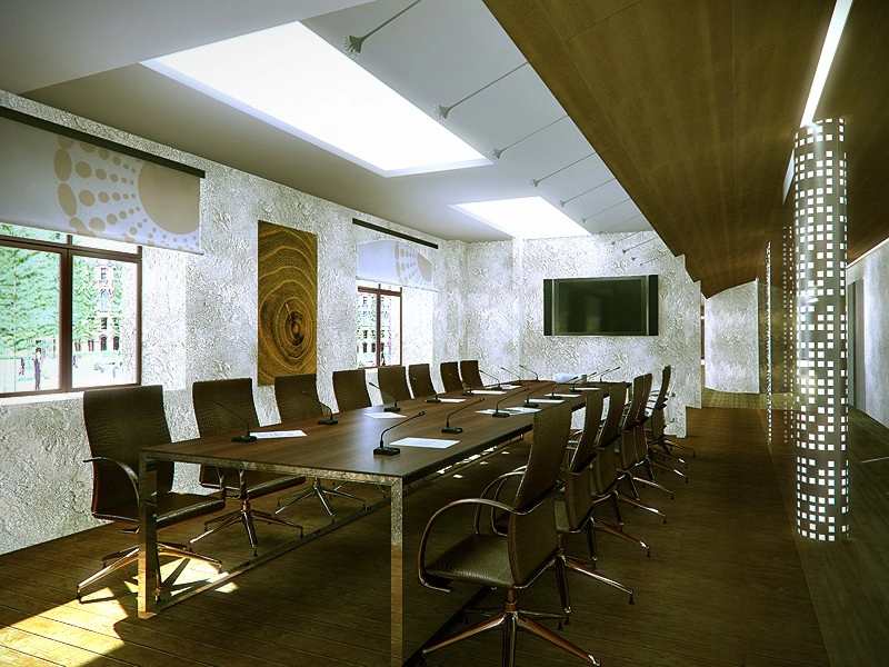 Thiết kế phòng họp          ấm cúng với gỗ tự nhiên