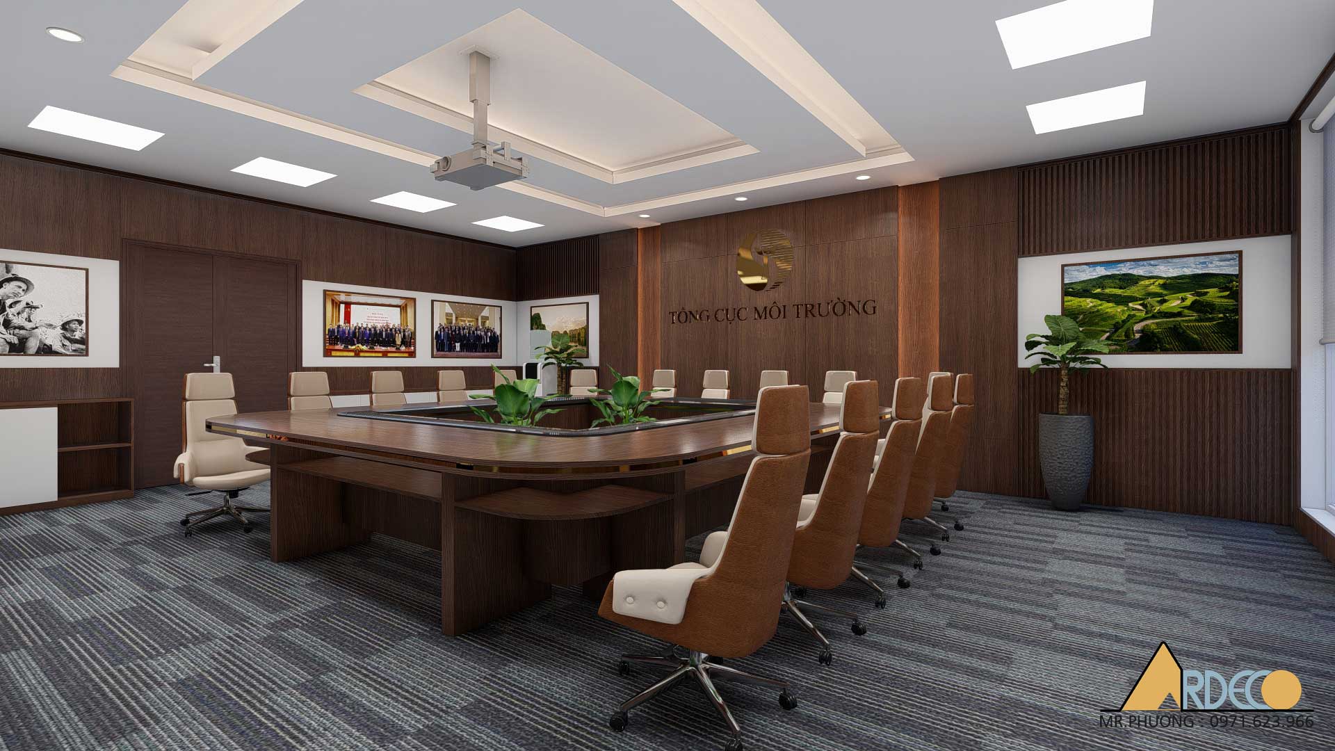 Thiết kế phòng họp sang trọng hiện đại với trần thạch cao AZ